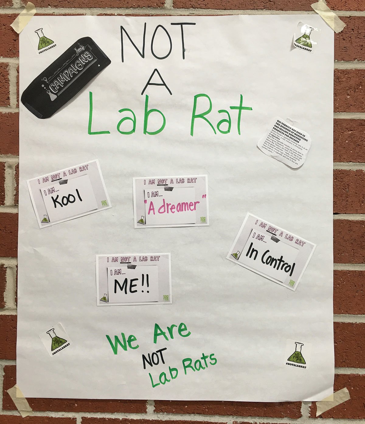 Pictured is a Not A Lab Rat campaign poster.